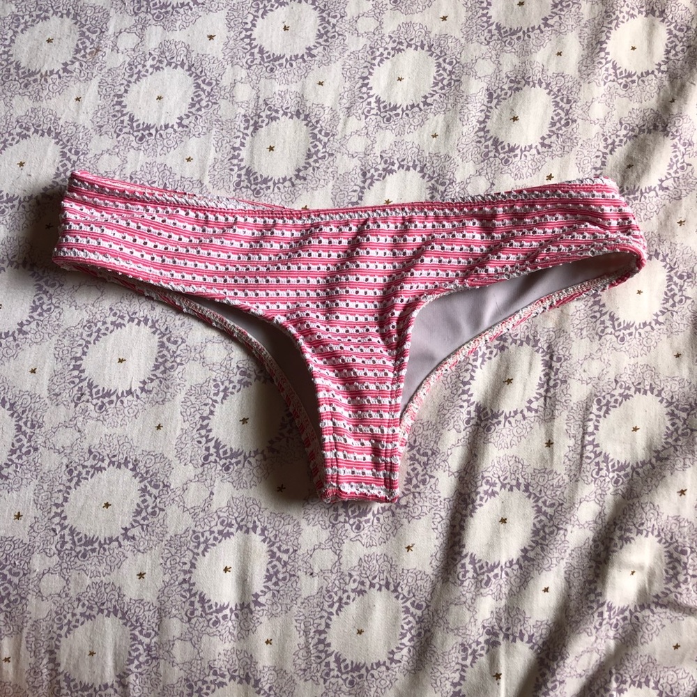 Pink and white bikini bottoms
